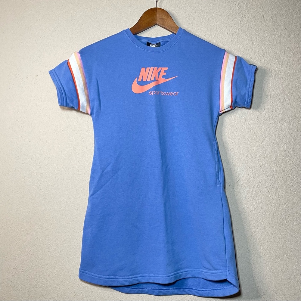 Nike Sportswear Girls Heritage Short-Sleeve Dress, Size Medium Blue